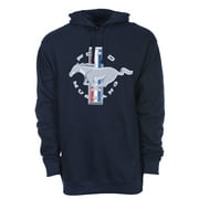 JH DESIGN GROUP Mens Ford Mustang Pullover Navy Blue Hoodie Sport Striped Sleeves