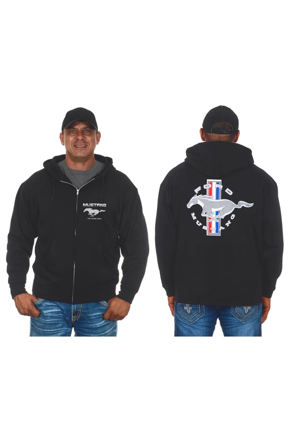 Men's Ford Mustang Zip-Up Hoodie with Front & Back Emblems