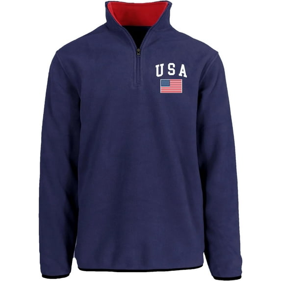 JH DESIGN Men’s USA Quarter Zip Thermal Fleece Pullover Long Sleeve Sweatshirt