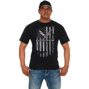 JH Design Group Mens Chevy Corvette Distressed American Flag T-Shirt