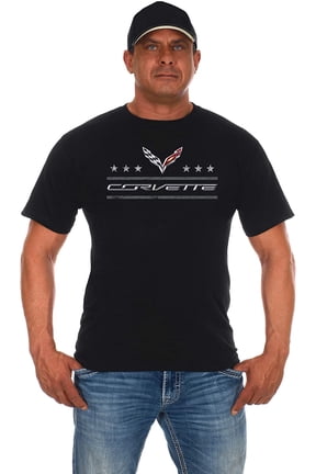 JH Design Group Men's Chevy Corvette Distressed Stars & Bars Crew Neck T-Shirt