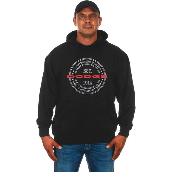 JH Design Group Men's Dodge Est. 1914 Logo Pullover Hoodie Sweatshirt