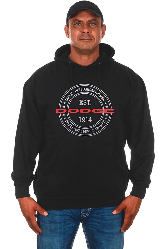 JH Design Group Men's Dodge Est. 1914 Logo Pullover Hoodie Sweatshirt