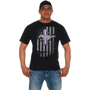JH Design Group Mens Ford Mustang Distressed American Flag T-Shirt