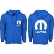 J&H JEWELERS JH Design Group Men's Mopar Logo Hoodie Royal Blue Zip- Up Sweatshirts