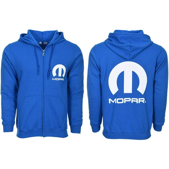 JH Design Group Men's Mopar Logo Hoodie Royal Blue Zip- Up Sweatshirts