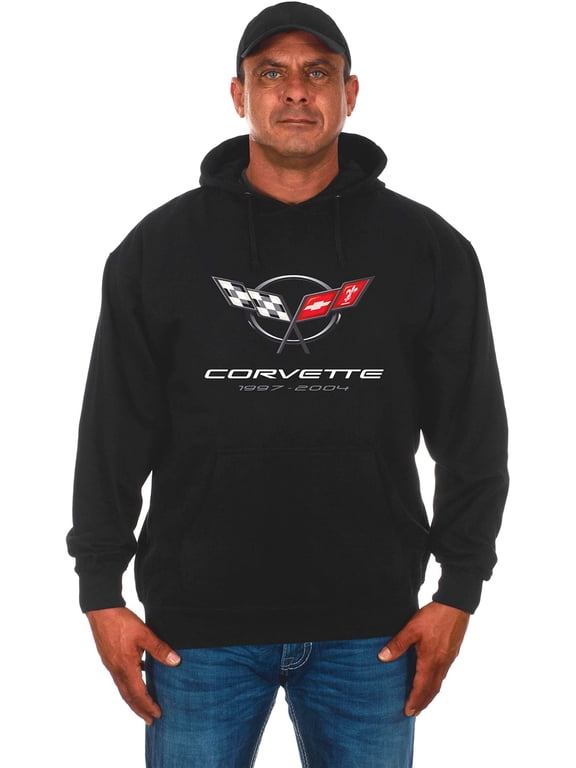 Group Mens Chevy Corvette Hoodie C5 Series Logo Black Sweatshirt