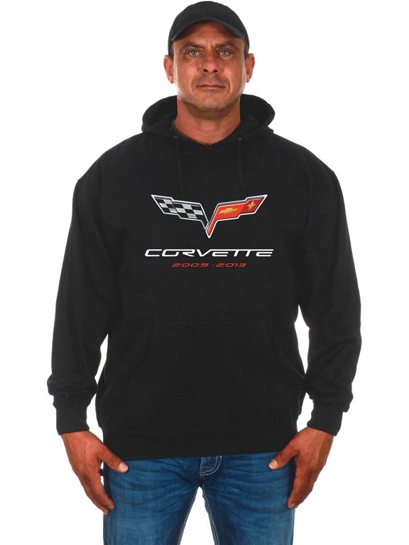 Group Mens Chevy Corvette Hoodie C6 Series Logo Black Sweatshirt