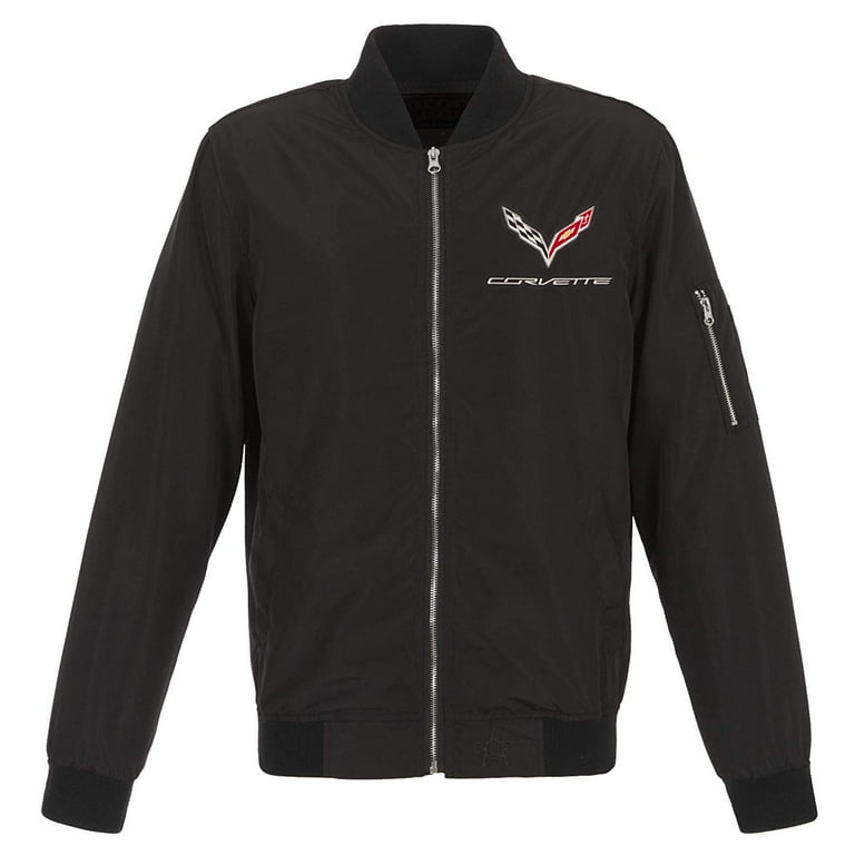 JH Design Group Mens Chevy Corvette Lightweight Zip-Up Nylon Jacket with  Knit Trim