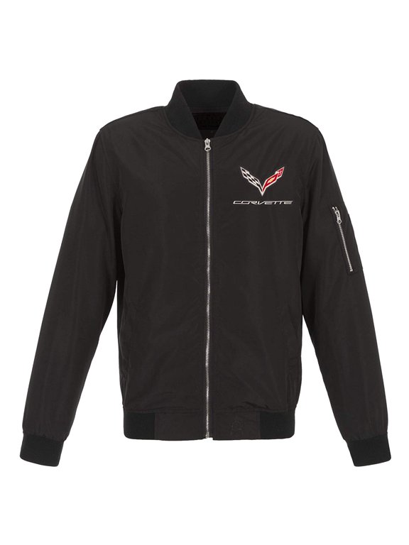 JH Design Group Mens Chevy Corvette Lightweight Zip-Up Nylon Jacket with Knit Trim