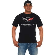 JH Design Group Mens Chevy Corvette T-Shirt C5 Series Logo Black Crew Neck Shirt