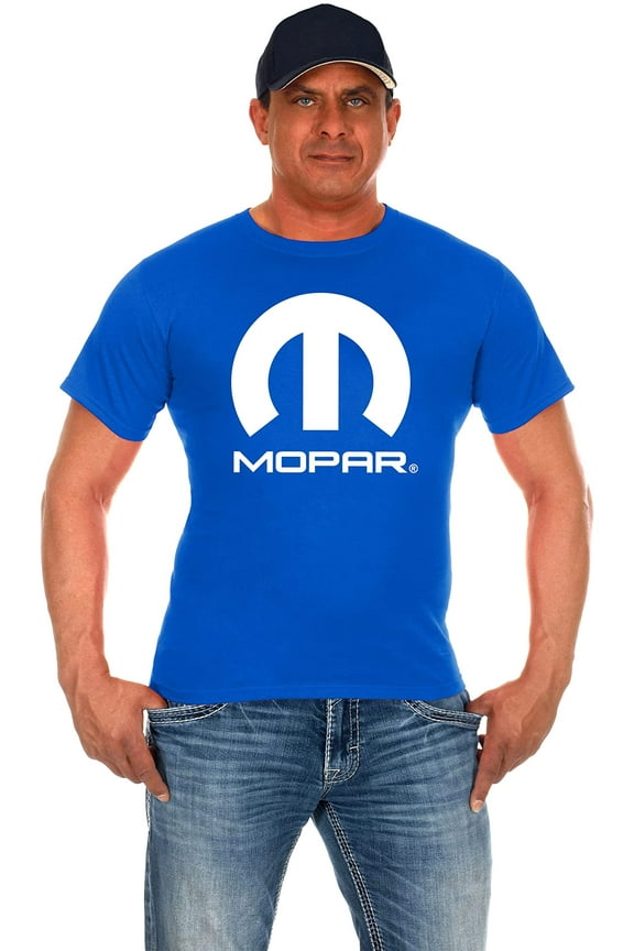Group Mens Mopar Logo T-Shirt Blue Short Sleeve Crew Neck Shirt