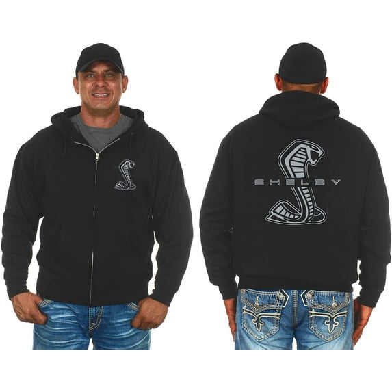 JH Design Group Mens Shelby Cobra Zip-Up Hoodie with Front & Back Emblems