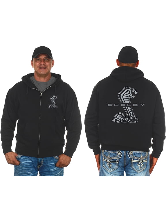 JH Design Group Mens Shelby Cobra Zip-Up Hoodie with Front & Back Emblems