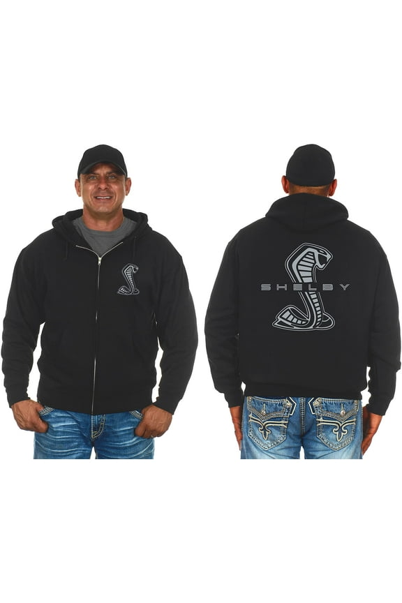 JH Design Group Mens Shelby Cobra Zip-Up Hoodie with Front & Back Emblems