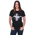 thumbnail image 1 of JH Design Group Women's Ford Mustang Classic Tri-Bar Pony Emblem T-Shirt Black Red Heather-Gray, 1 of 2