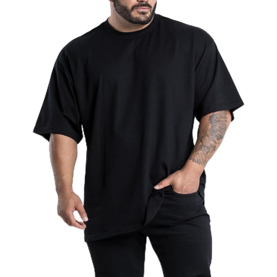 JH Design Men’s Black Crew Neck Big & Tall Short Sleeve T Shirts in 3 Pack or 6 Pack
