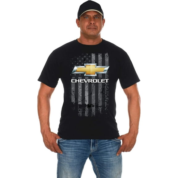 JH Design Men's Chevy Bow Tie Patriotic American Flag T-Shirt