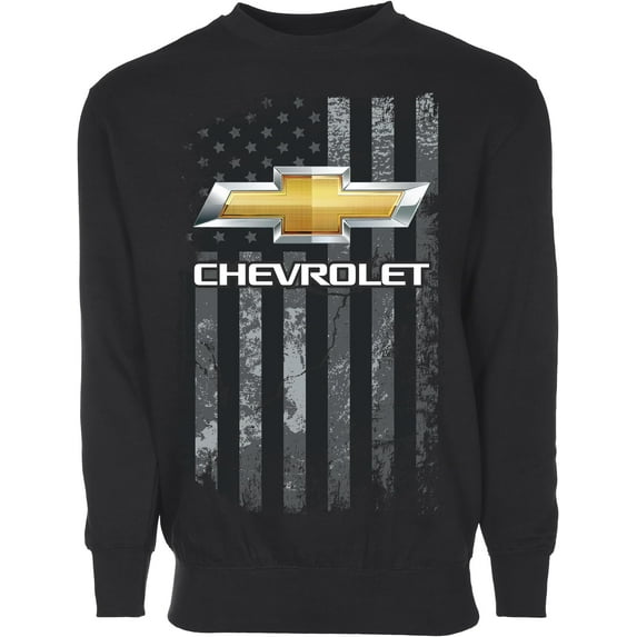 JH Design Men’s Chevy Bowtie Logo Flag Pullover Crewneck Sweatshirt Sm-3X