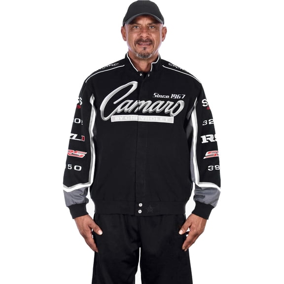 JH Design Men's Chevy Camaro Cotton Twill Jacket a Snap-Up Jacket for Men