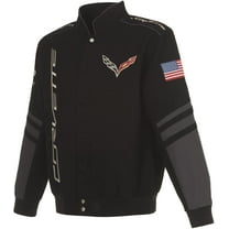 JH Design Men's Chevy Corvette C7 Jacket an Embroidered Classic Twill Coat