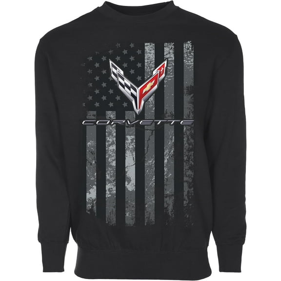 JH Design Men’s Chevy Corvette C8 Flag Pullover Crewneck Sweatshirt Sm-3X