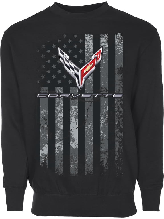 Men’s Chevy Corvette C8 Flag Pullover Crewneck Sweatshirt Sm-3X