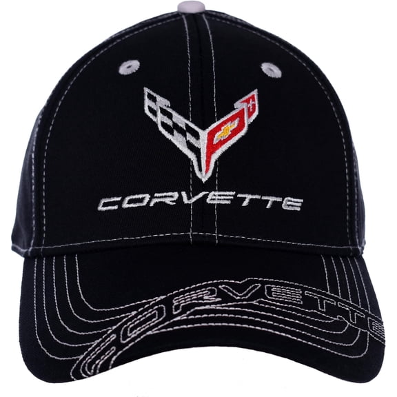 JH Design Men's Chevy Corvette C8 Logo Cap Adjustable Stiched Hat