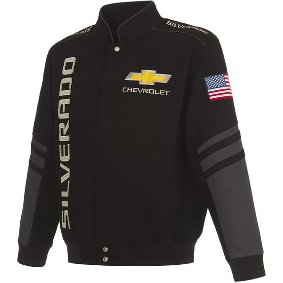 JH Design Men's Chevy Silverado Jacket an Embroidered Classic Twill Coat