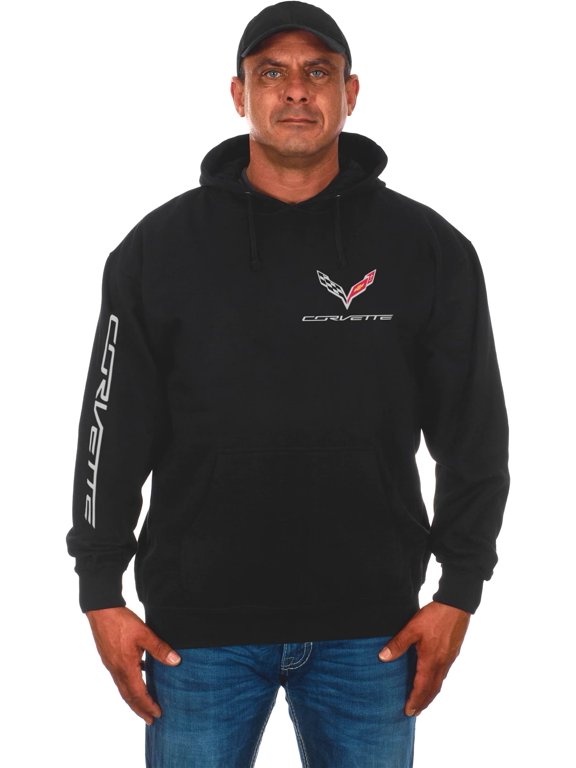 Men's Corvette C7 Classic Hoodie Pullover Sweatshirt in Black