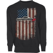 JH Design Mens Dodge Challenger Flag Print Pullover Crewneck Sweatshirt