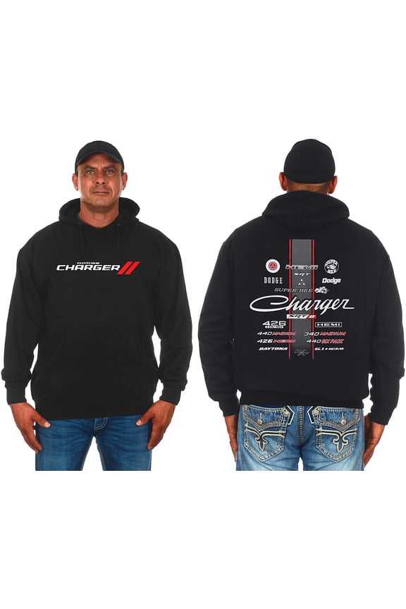 Men's Dodge Charger 2-Sided Pullover Hoodie Collage Logos Design