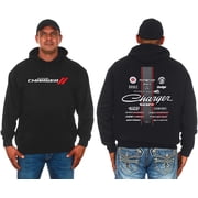 JH Design Mens Dodge Charger 2-Sided Pullover Hoodie Collage Logos Design