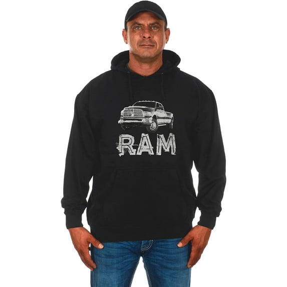JH Design Men's Dodge RAM Truck Distressed Logo Pullover Hoodie