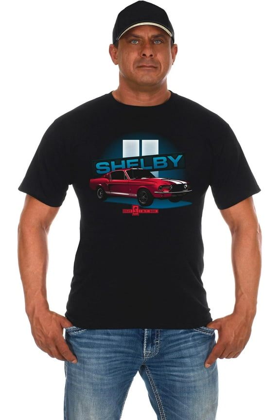Men's Ford Mustang Caroll Shelby GT500 Cobra Short Sleeve Black Crew Neck T-Shirt