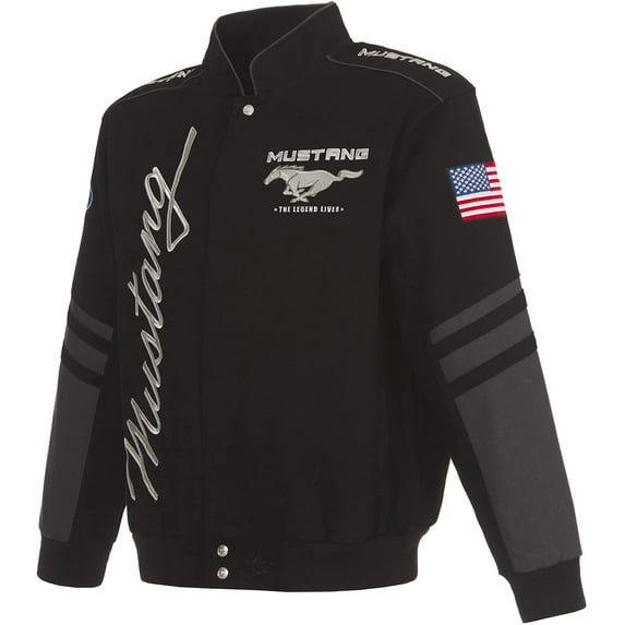 JH Design Men's Ford Mustang Jacket an Embroidered Classic Twill Coat