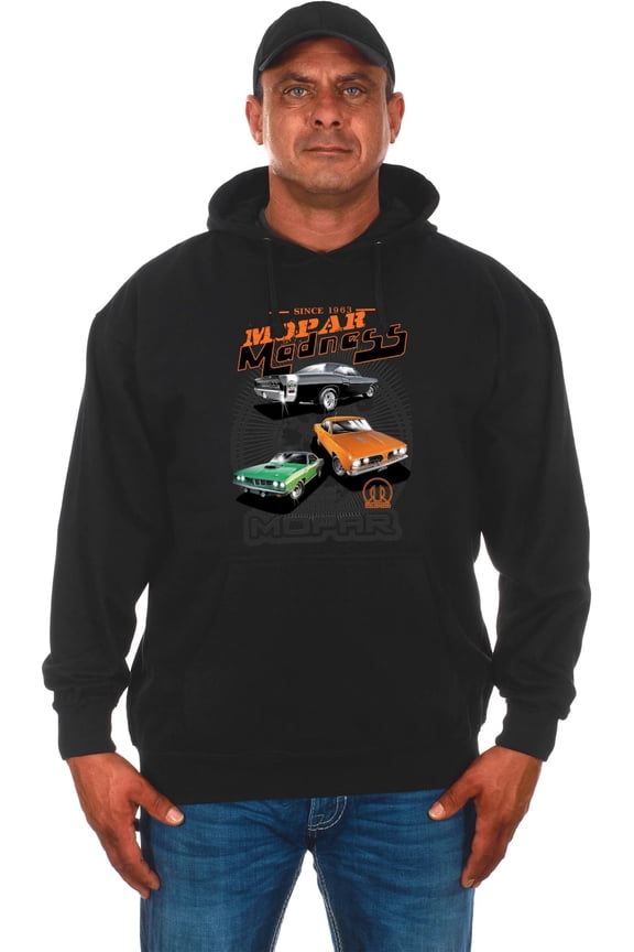 Men's Mopar Pullover Black Hoodie Screen Printed Sweatshirt