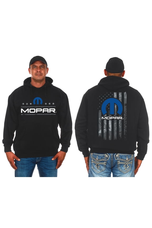 Men's Mopar Pullover Hoodie American Flag 2 Sided Sweatshirt