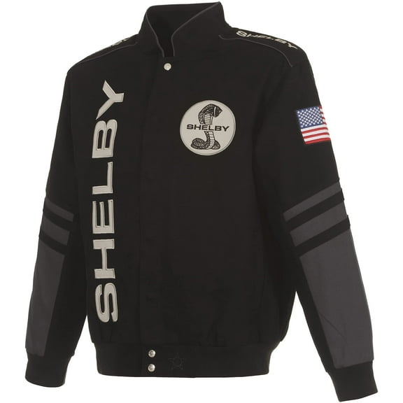 JH Design Men's Shelby Cobra Jacket an Embroidered Classic Twill Coat
