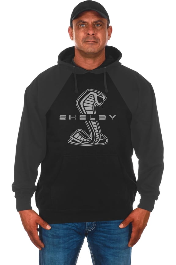 Men’s Shelby Cobra Snake Black & Charcoal Pullover Hoodie Sweatshirt