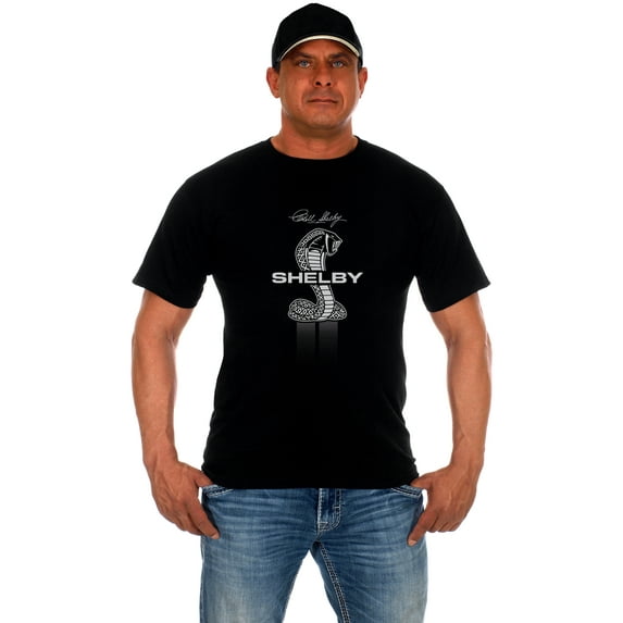 JH Design Men's Shelby Cobra T-Shirt Short Sleeve Black Crew Neck Shirt