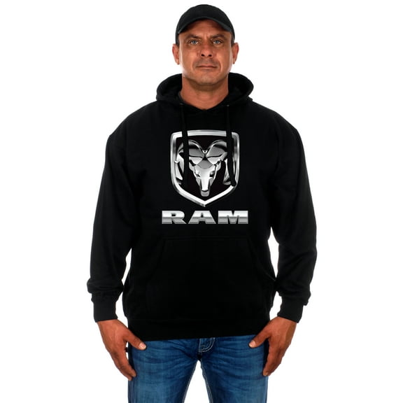 JH Design Mens Dodge Ram Pullover Hoodie a Black Sweatshirt