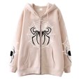 thumbnail image 1 of JHDESSLY Unisex Oversized Y2K Zip Up Hoodie for Women Men Gothic Spider Web Graphic Sweatshirt Punk Sweatshirt Coat, 1 of 3