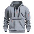 thumbnail image 1 of JHDESSLY Unisex Y2K Zip Up Hoodie Half Zip Pullover Sweatshirt with Large Side Pockets Drawstring Thermal Jacket Sweatshirt, 1 of 4