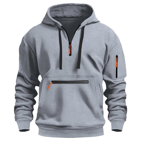 JHDESSLY Unisex Y2K Zip Up Hoodie Half Zip Pullover Sweatshirt with Large Side Pockets Drawstring Thermal Jacket Sweatshirt