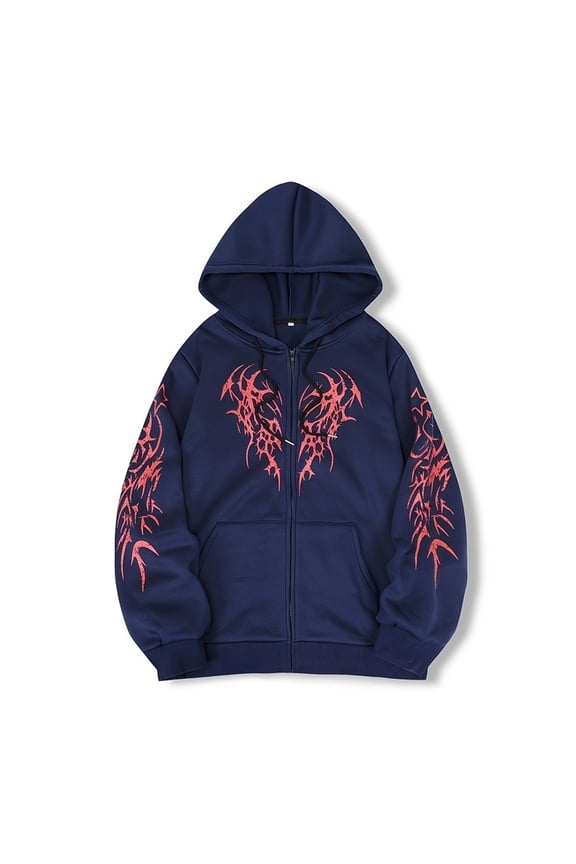 JHDESSLY Women Men Y2K Zip Up Oversized Hoodie Gothic Dragon Graphic Emo Grunge Alt Baggy Fleece Jacket 90s Punk Streetwear
