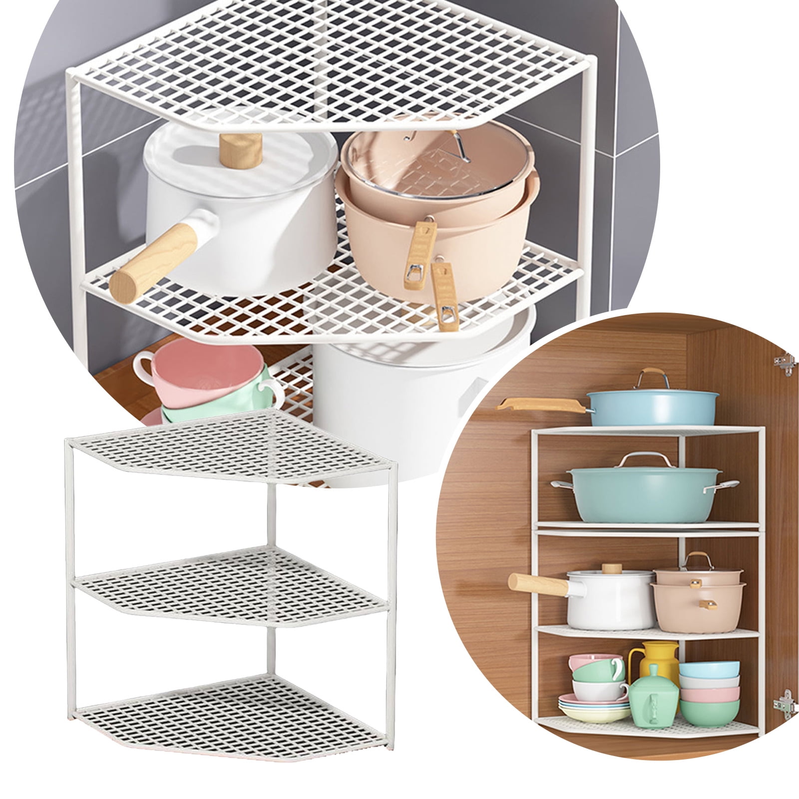 JHEHF 3-Tier Kitchen Corners Shelf Rack Counter and Cabinet Organizer ...