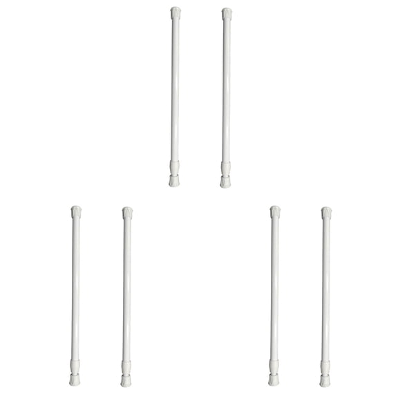 JHEHF 6 Pack Tension Curtain Rod 15.8 In To 27.6 Curtain Rods In Extendable Width Spring Cupboard Bars No Drilling Tension Rods for Windows Cabinet Blinds Closet Bedroom Kitchen Bathroom