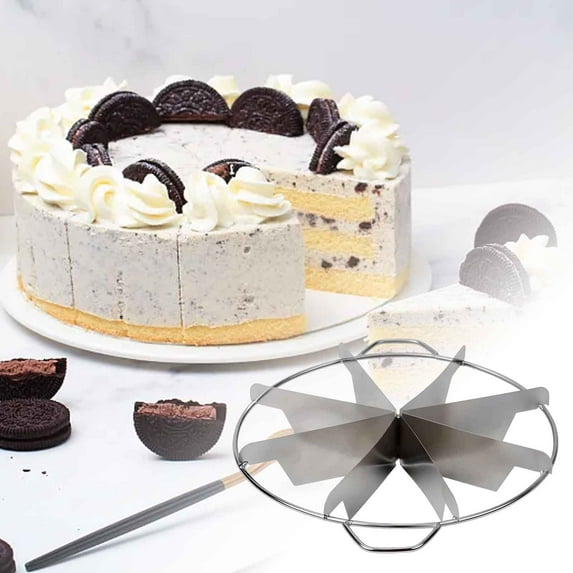 JHEHF 8-Cut Stainless Steel Pie Cutters, Circle Pie Cutter with Side Handles, Pie Slicer 8 Piece Cutting Divider, Non Stick Pie Slices