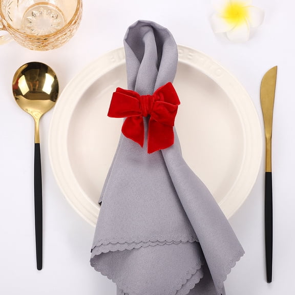 JHEHF Bow Napkin Rings Red Bowknot Velvet Napkin Holders for Dinning Table Setting for Holiday Home Kitchen Dinner Wedding Party Table Decor